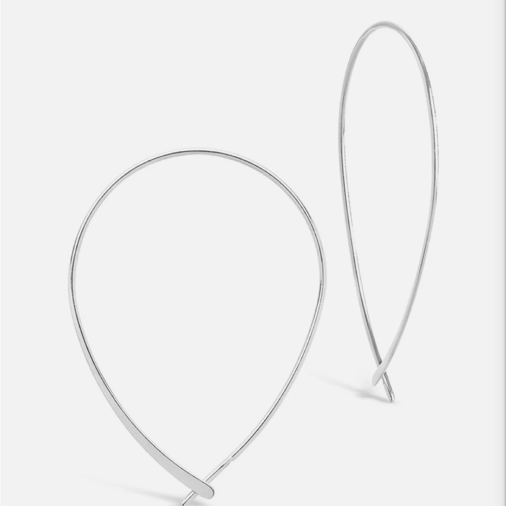 Sterling Silver Nwt Delicate Threader Hoop Earrings